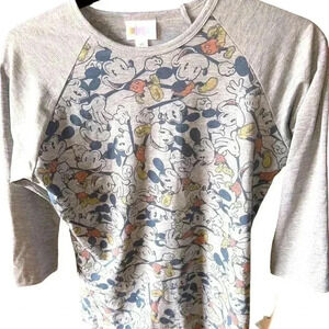 Lularoe XS Disney Mickey Mouse Randy‎ baseball t shirt. NWT. Heather grey.